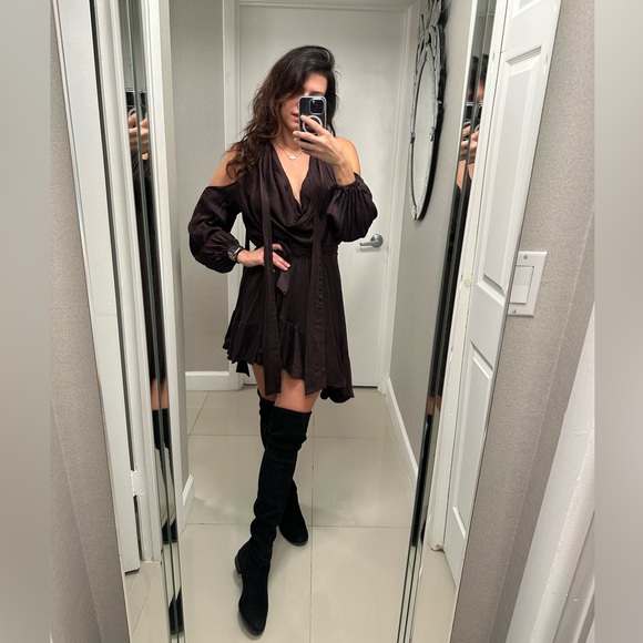 Zimmermann Wrap Silk Dress in Burgundy - Size AU1 - Picture 5 of 7